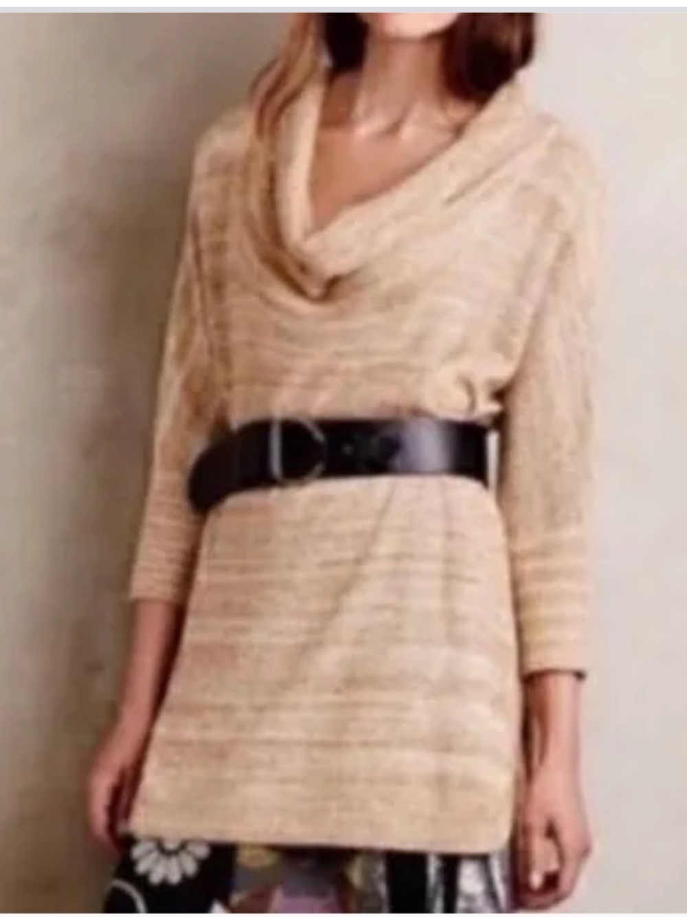 Anthropologie Field Flower Marled Cowl Neck Tunic Sweater Size XSP